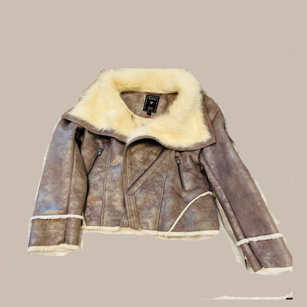 Guess Faux-Leather Coat with Hem